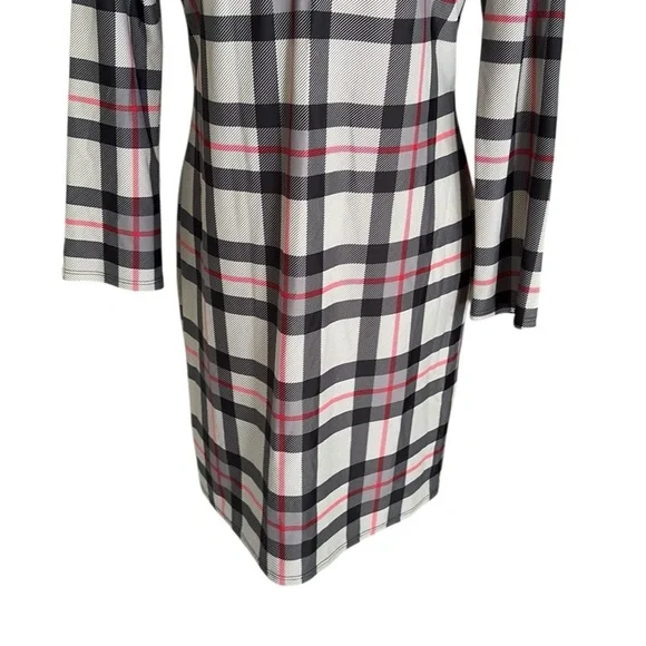 Jude Connally Elodie Black Gray Red Plaid Print Quarter Zipper Mini Dress - S